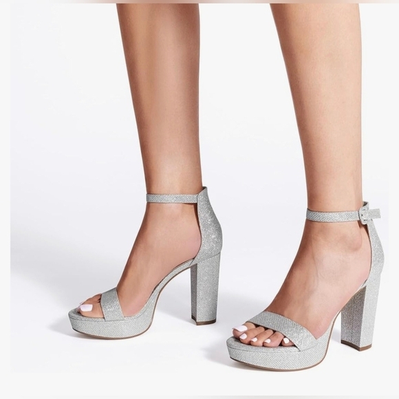 Dream Pairs Silver Block Heel Sandals #651 - Picture 1 of 11